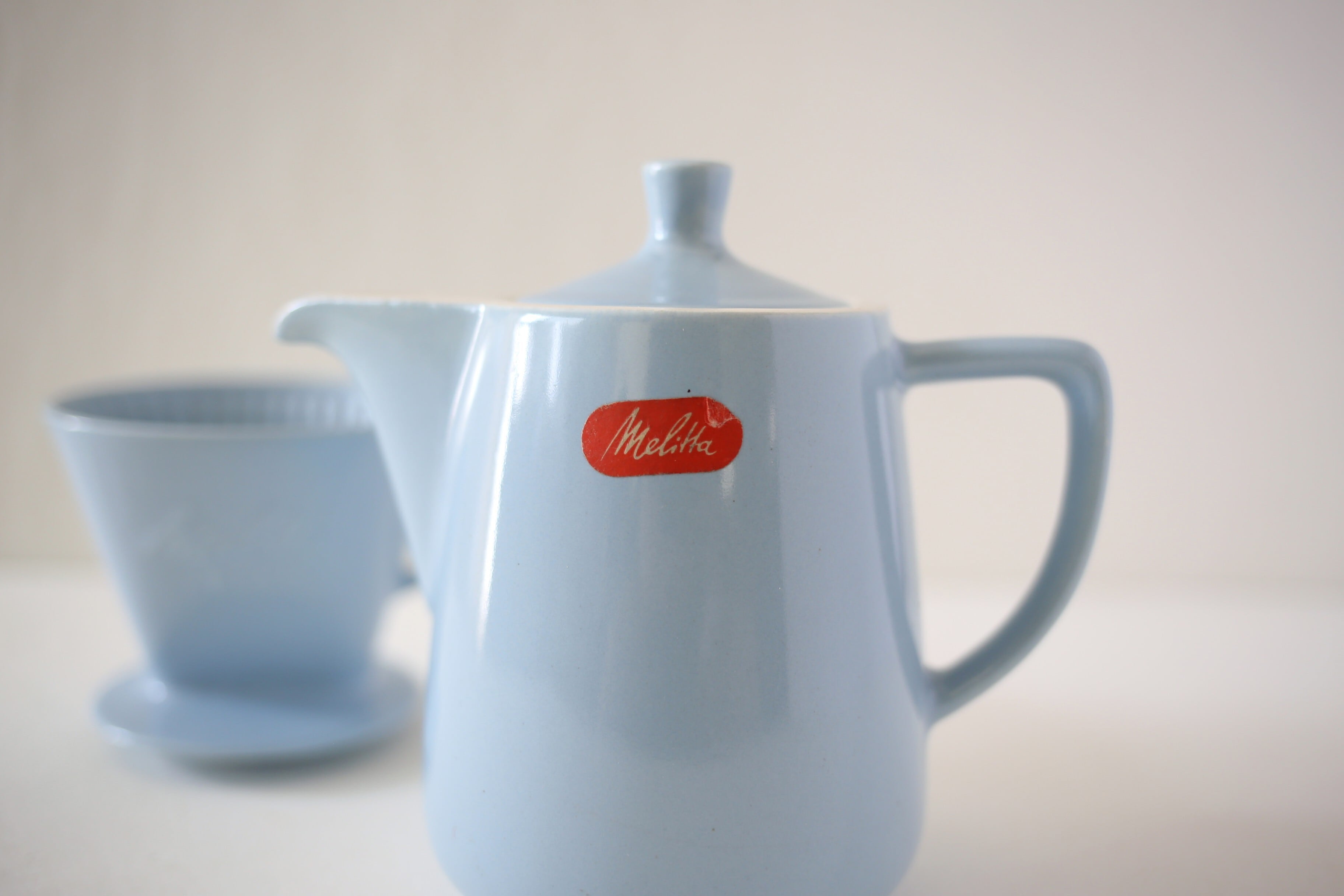 ドイツ ヴィンテージ Melitta メリタ 陶器 ライトブルー ポット