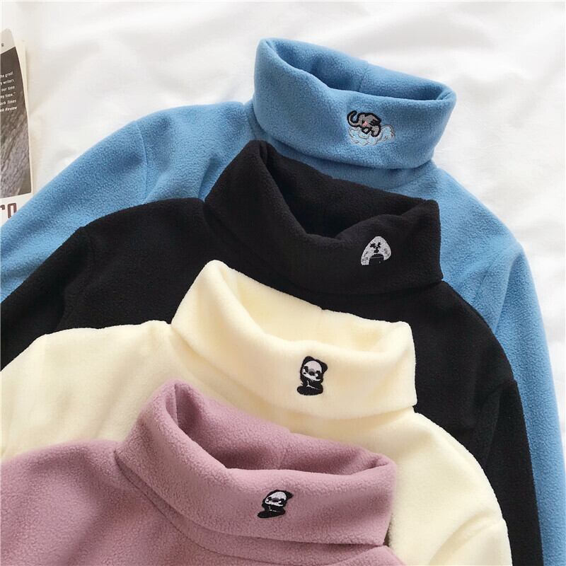 2020年夏の新バージョンのフリース長袖Tシャツレディースハイネックプルオーバー刺繡ウエスタンスタイルベースシャツ YY-ファッション55025486025