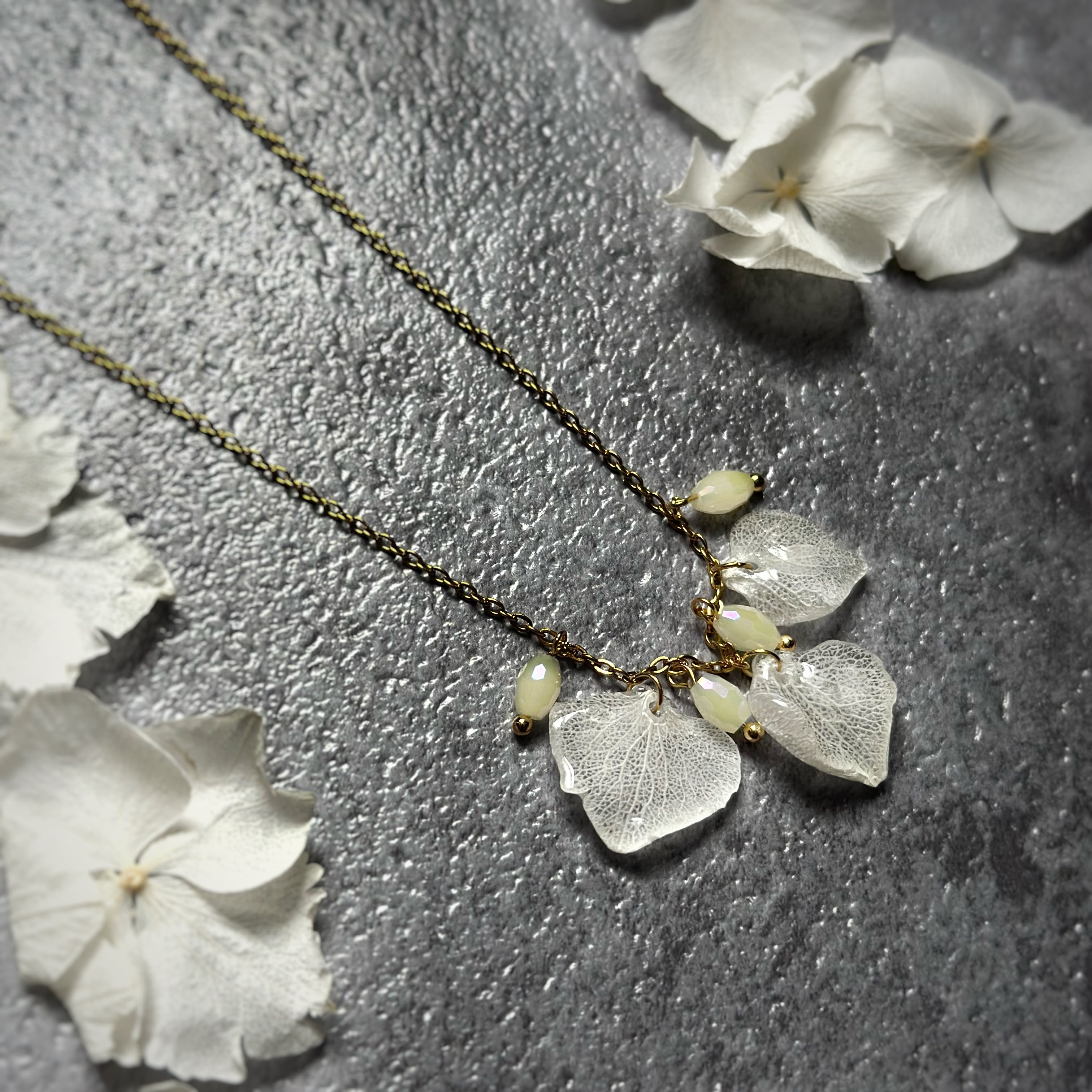 雪紫陽花  本物の紫陽花  ネックレス