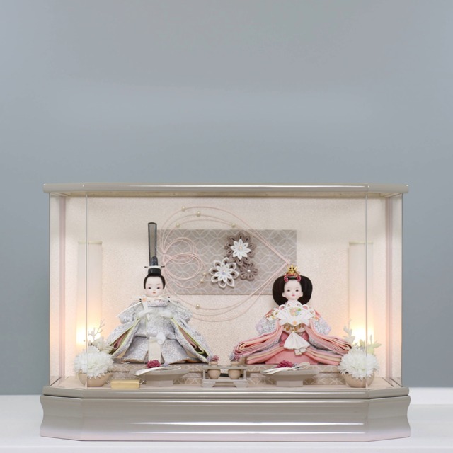 ピーカブーひな人形 ベルズキッスシリーズ アクリルケース飾り 【美桜】 ひな人形｜雛人形｜桜｜筒形照明｜和モダン