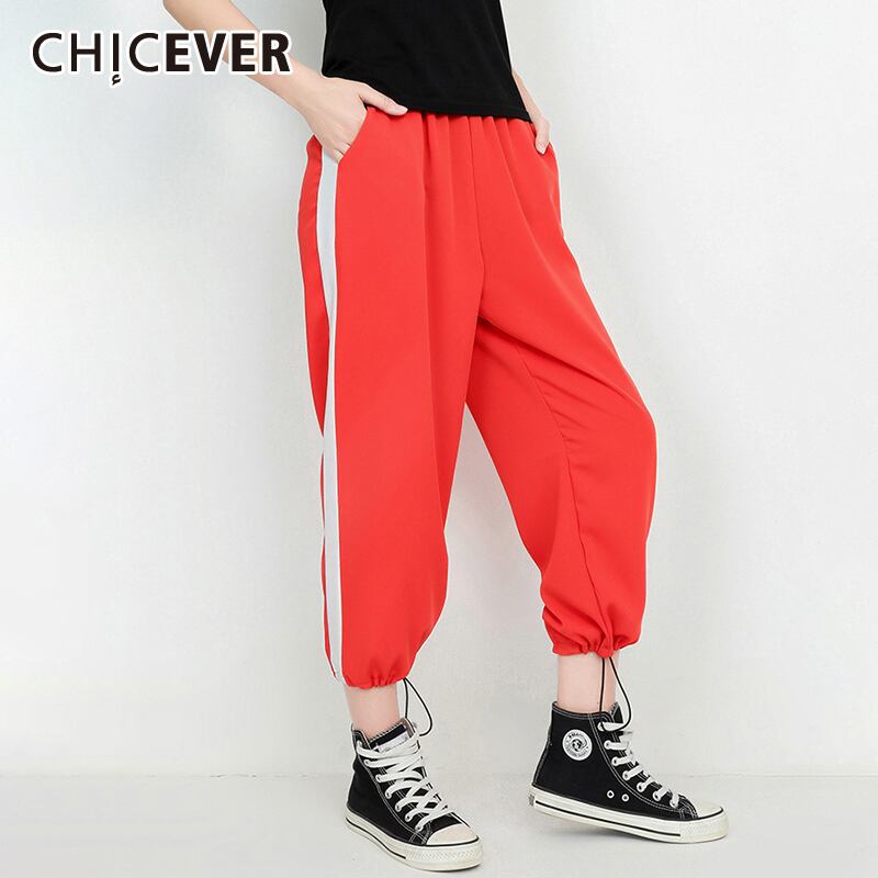 CHICEVERパッチワークヒットカラーパンツレディースミディウエストオーバーサイズルースハーレムパンツ2020春服 スプリング 春物 6base543494978537