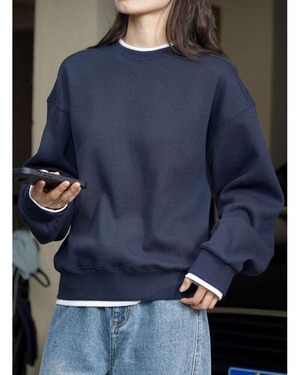 Layered Waffle Pullover N100