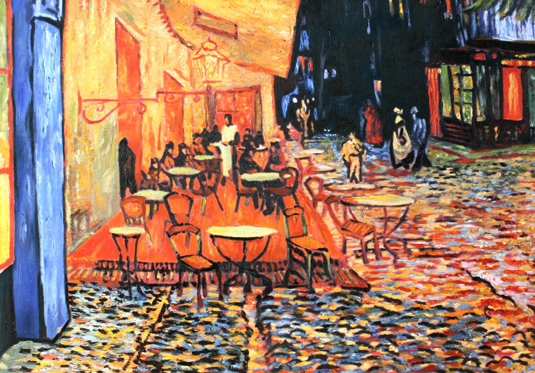 ゴッホ 絵画「夜のカフェテラス」額縁4色選択可能 作品証明書 展示用フック 限定エディション付複製画 ジークレ