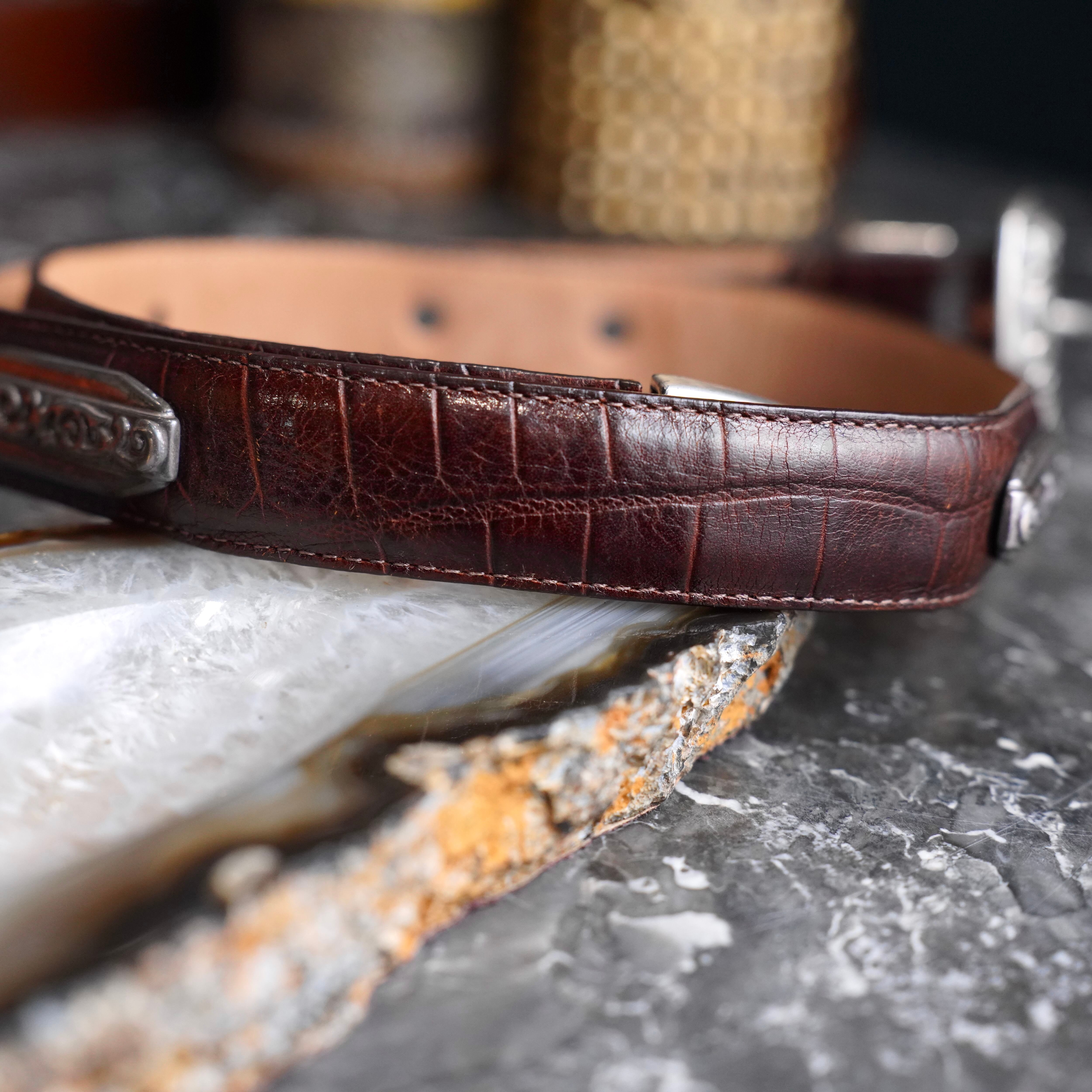 USA VINTAGE BRIGHTON BUCKLE DESIGN LEATHER BELT/アメリカ古着