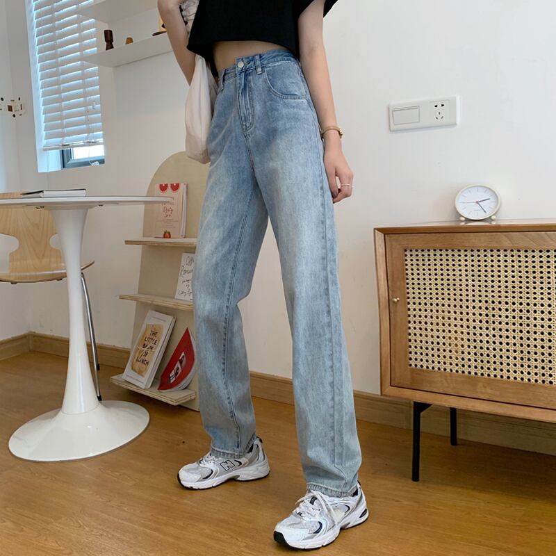 ジーンズ スプリングオータムウェストワイドレッグパンツ ルーズ 春物 秋物 ワイドパンツ 試着室72584579270