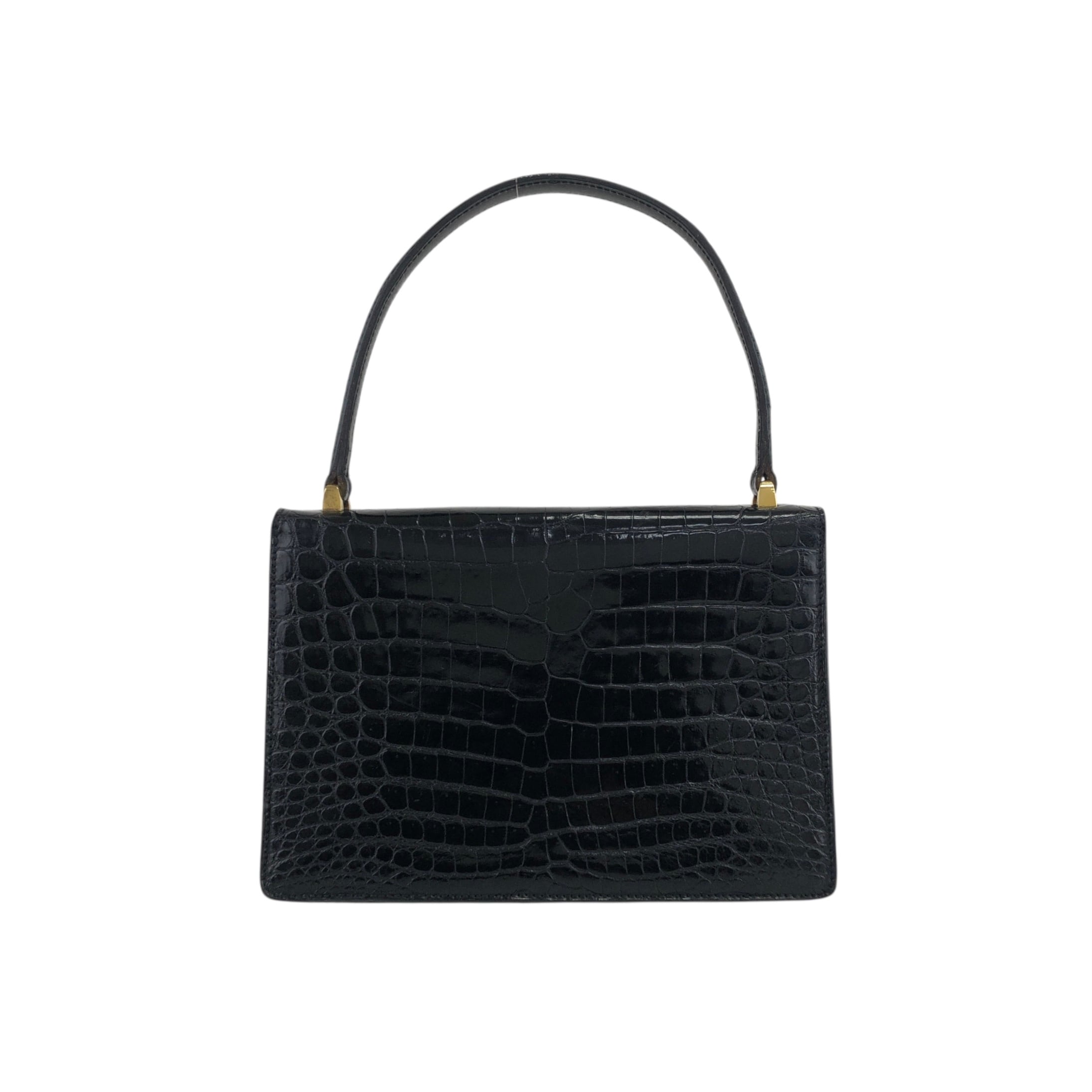 CELINE セリーヌ ハンドバッグ ブラック ホースビット クロコ型押し