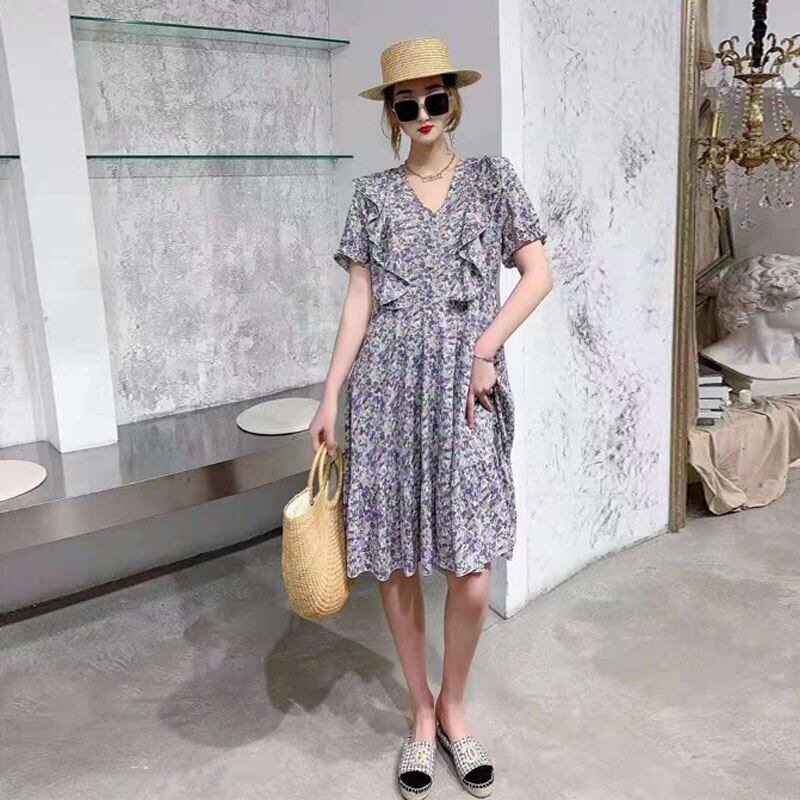 サマーフローラルルーズ薄手スカート 大きめサイズ 夏物 花柄 ミックスインファッション13369494259