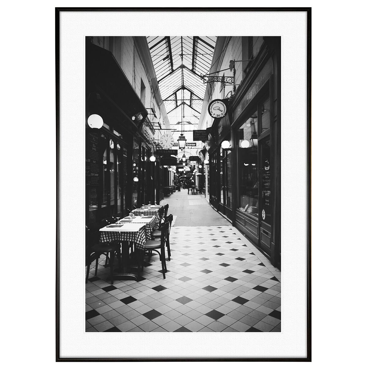 フランス写真 パリ パサージュ・デ・パノラマ インテリア モノクロアートポスター額装 AS4221