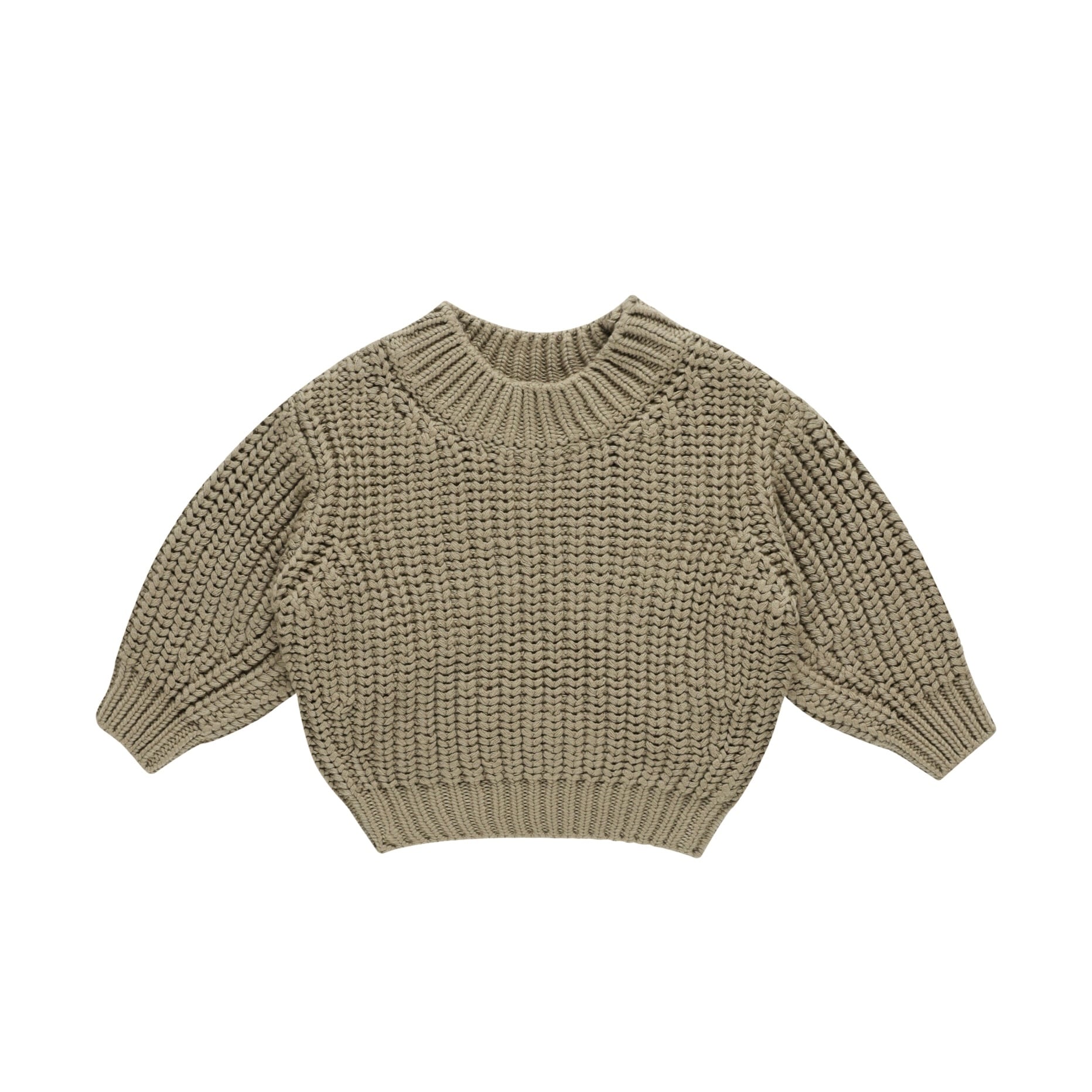 Quincy Mae(クインシーメイ) / 24aw CHUNKY KNIT SWEATER / OLIVE / 12-18M・18-24M・2-3Y