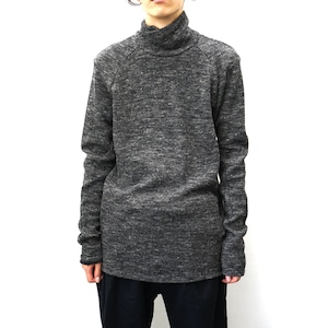 [D.HYGEN] (ディーハイゲン) ST101-0822A Shetland wool and linen knitted high neck long sleeve T-shirt