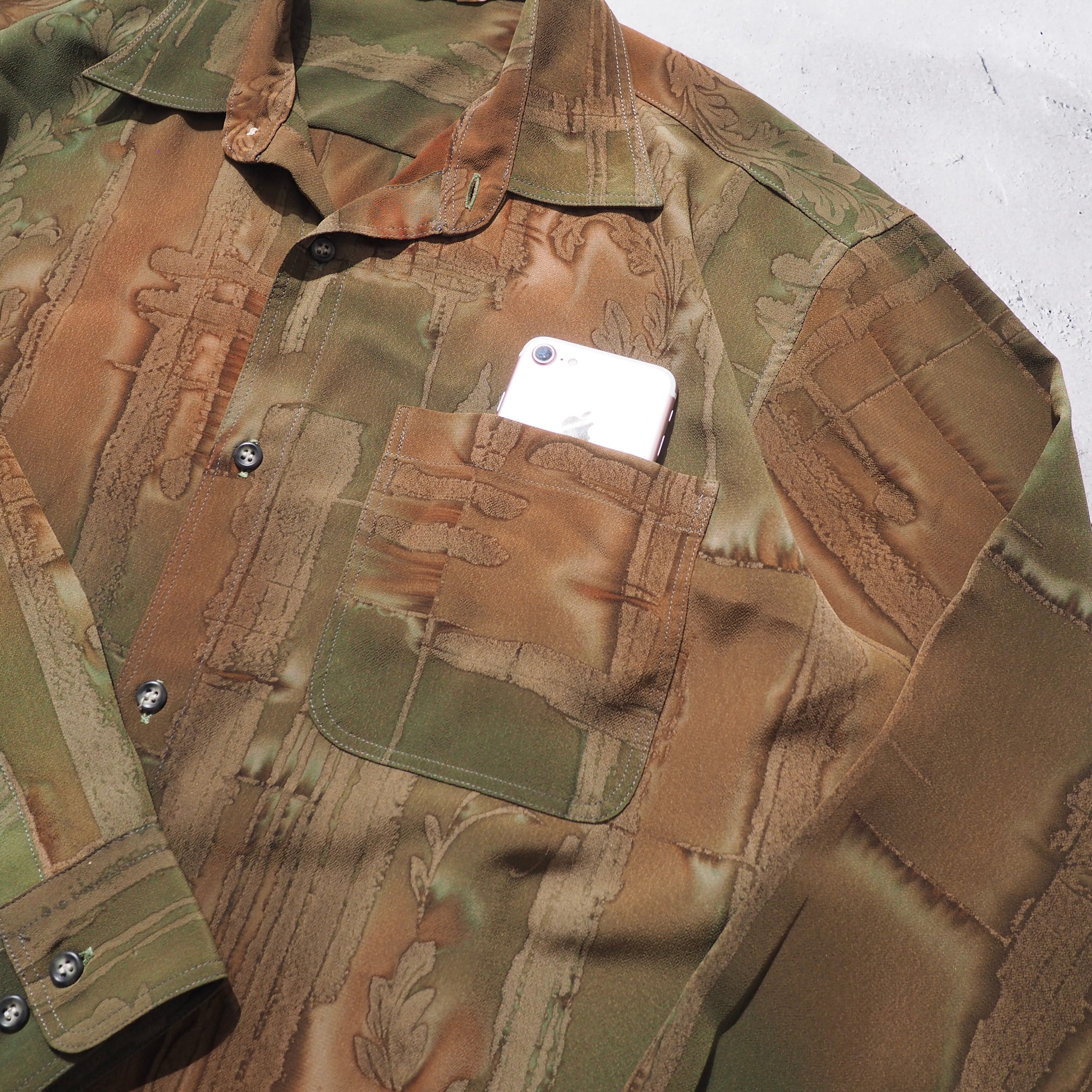 1980 - 90s ” 滲み ” Geometric patterns vintage Drape loose shirt