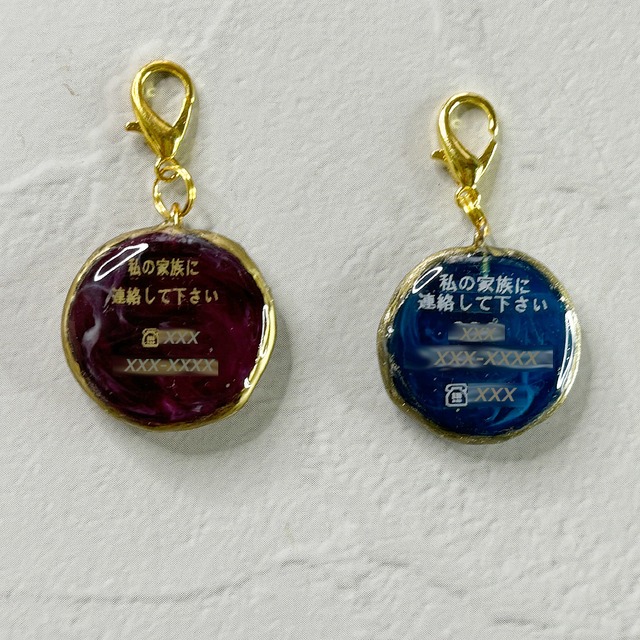 迷子札 Mサイズ 【名入れ 両面 カスタマイズ】ネームタグ ペットタグ ネームプレート アリゲート マーブル 犬 猫 レジン アクセサリー 3色