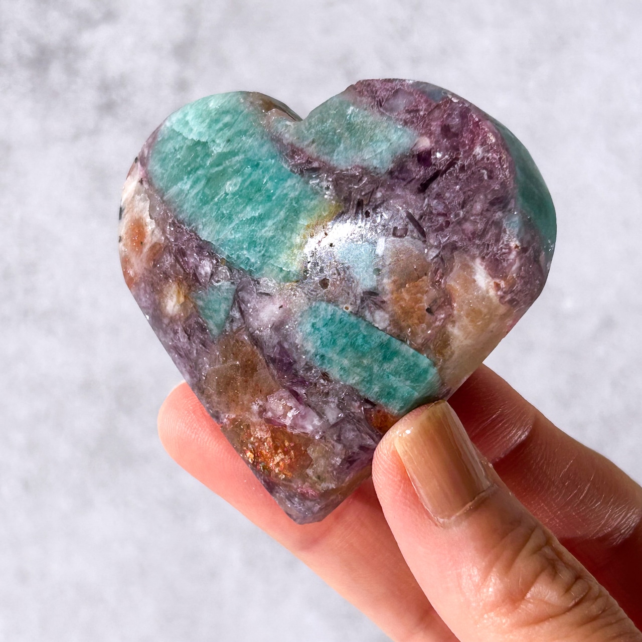 サンストーン・アマゾナイト・レピドライ ハート * 天然石