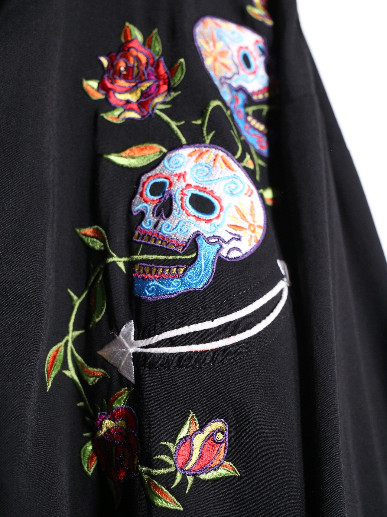 sugar skull embroidery western shirt - 11