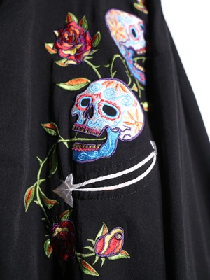 sugar skull embroidery western shirt