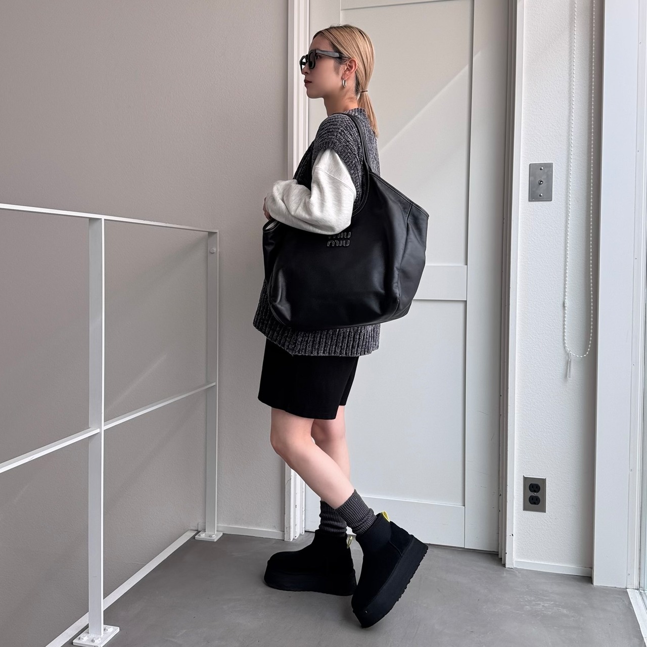 モールニットルーズvest/グレー