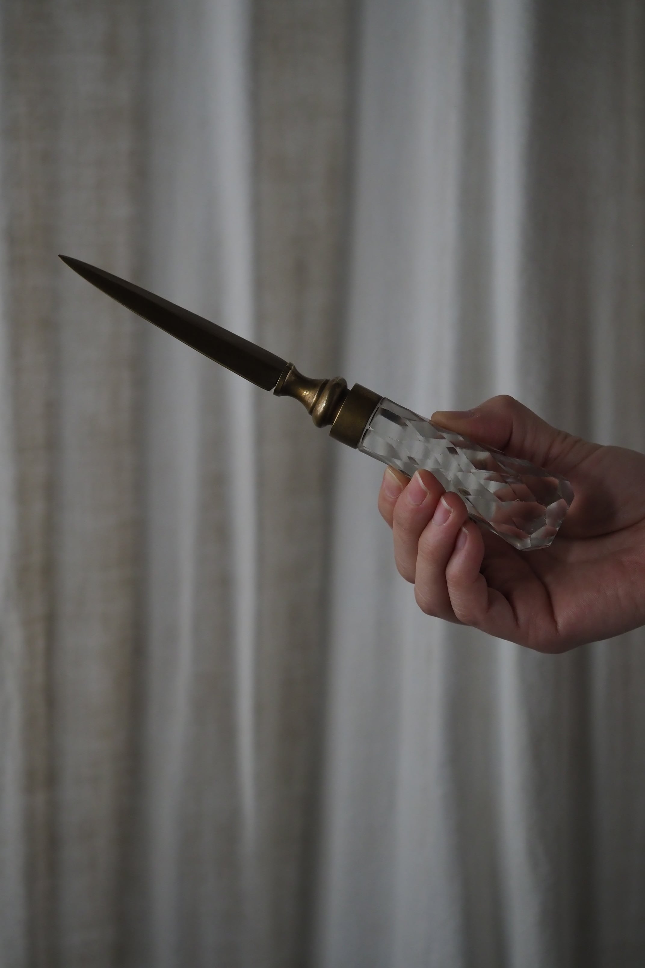 カットガラス持ち手ペーパーナイフ-antique glass grip letter opener