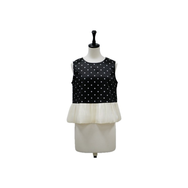 Dot satin peplum tops