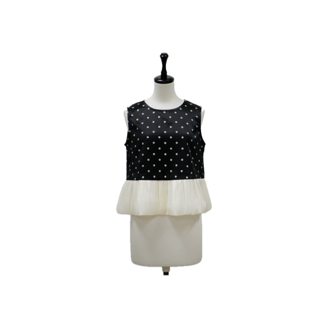 Dot satin peplum tops