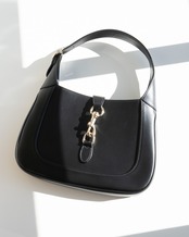 グッチ ジャッキー 1961 ミディアム ショルダーバッグ ブラック レッド レザー