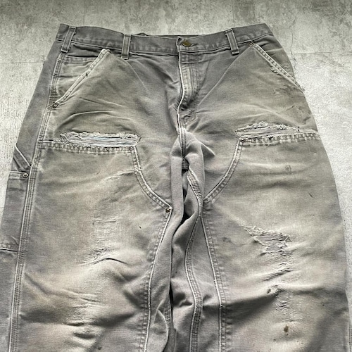 襤褸 USA生地製 グレー ダブルニー Carhartt B136 35×30 詳細写真4