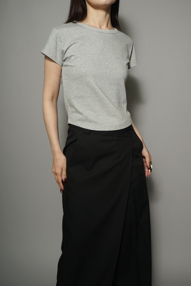 ROUND HEM CROPPED T-SHIRT   (GRAY) 2402-21-812