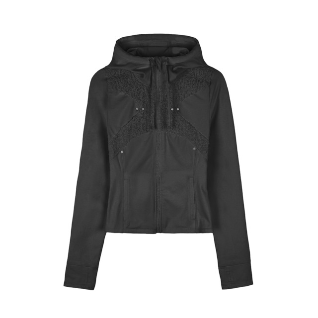 【bonnae】Pierced finger hole hoodie jacket Black