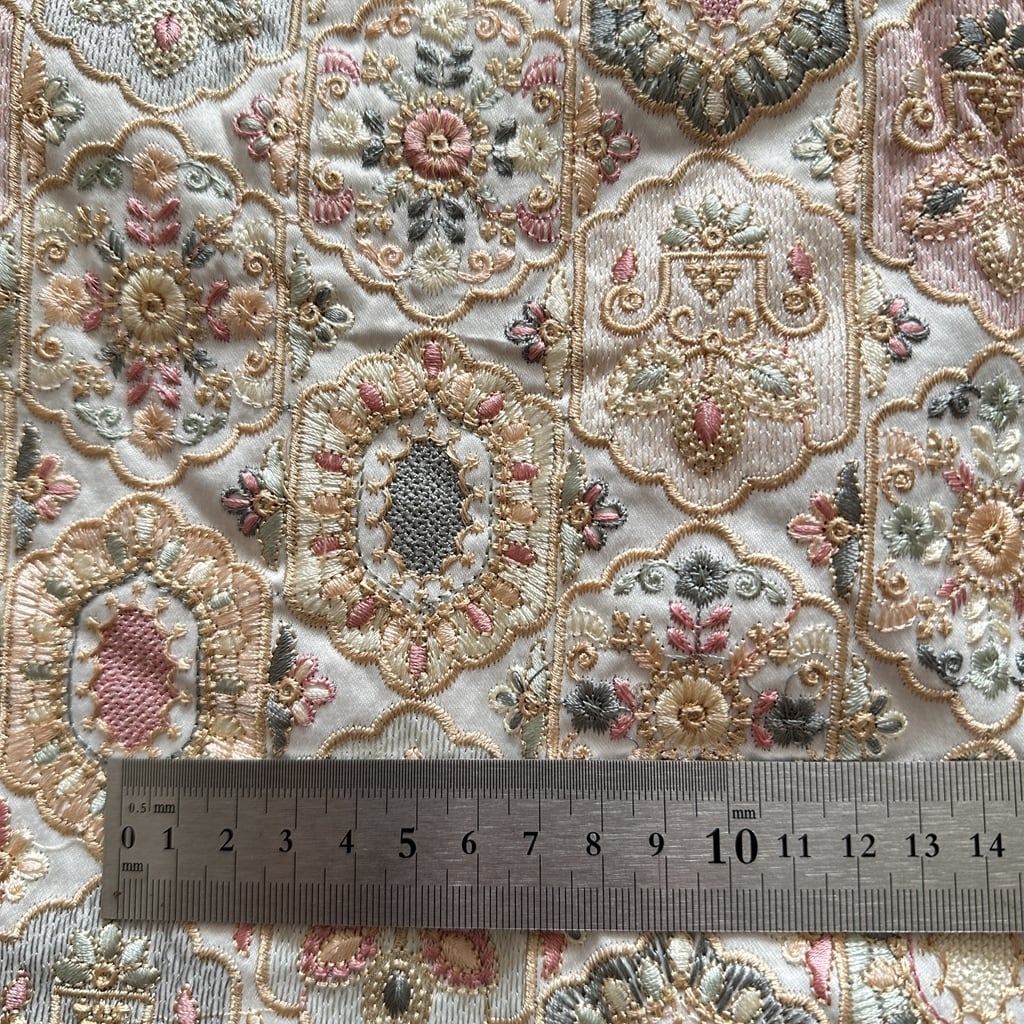 インド刺繍生地 フェアリードリーム クリーム 7144 | インド刺繍リボン