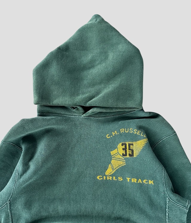 -Champion- Vintage 70s C.M.RUSSELL GIRLS TRACK Reverse Weave Hoodie