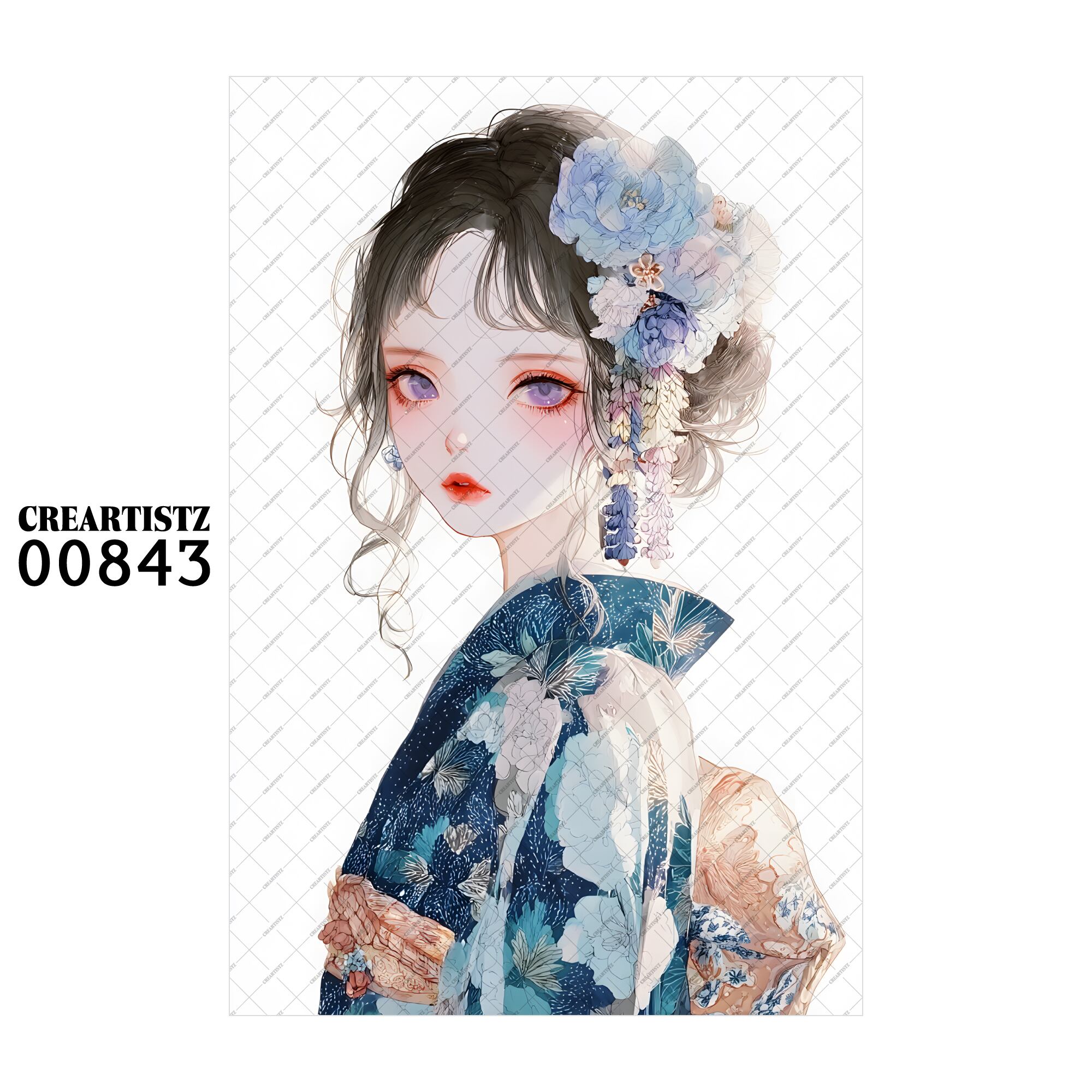 00843 ガール キュート オリジナル ペーパー/ステッカー 4枚セット CREARTISTZ