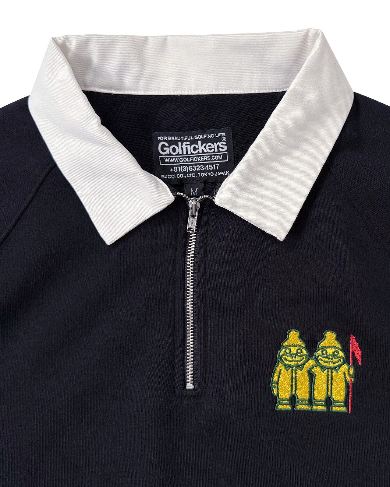HOLE 496] Half Zip Sweat Polo Shirts -Black- | Golfickers