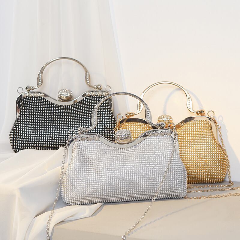 パーティー チェーン ハンドバッグ(ブラック・ゴールド・シルバー)