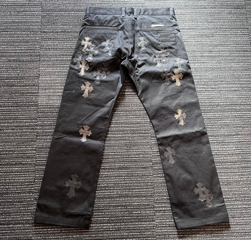 CHROME HEARTS クロムハーツ CHINOS CEM CRPATCH マルチカラークロスパッチカスタム チノパンツ ワーク ブラック