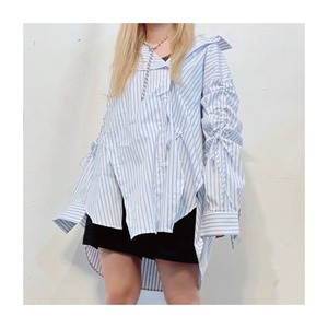 select 31009：asymmetry stripe shirt