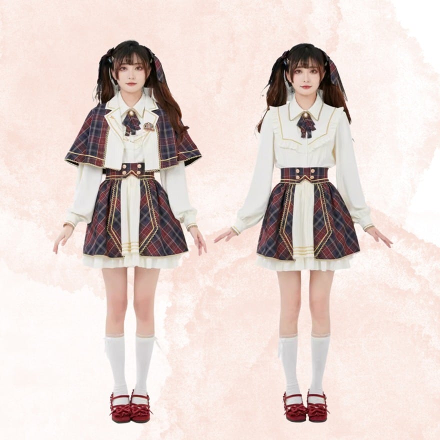 アイドル衣装 5点セット チェック柄×オールインワン コンカフェ向け