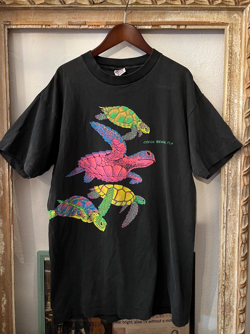 80's "SIGNAL" neon colour turtle  t-shirts 【L】