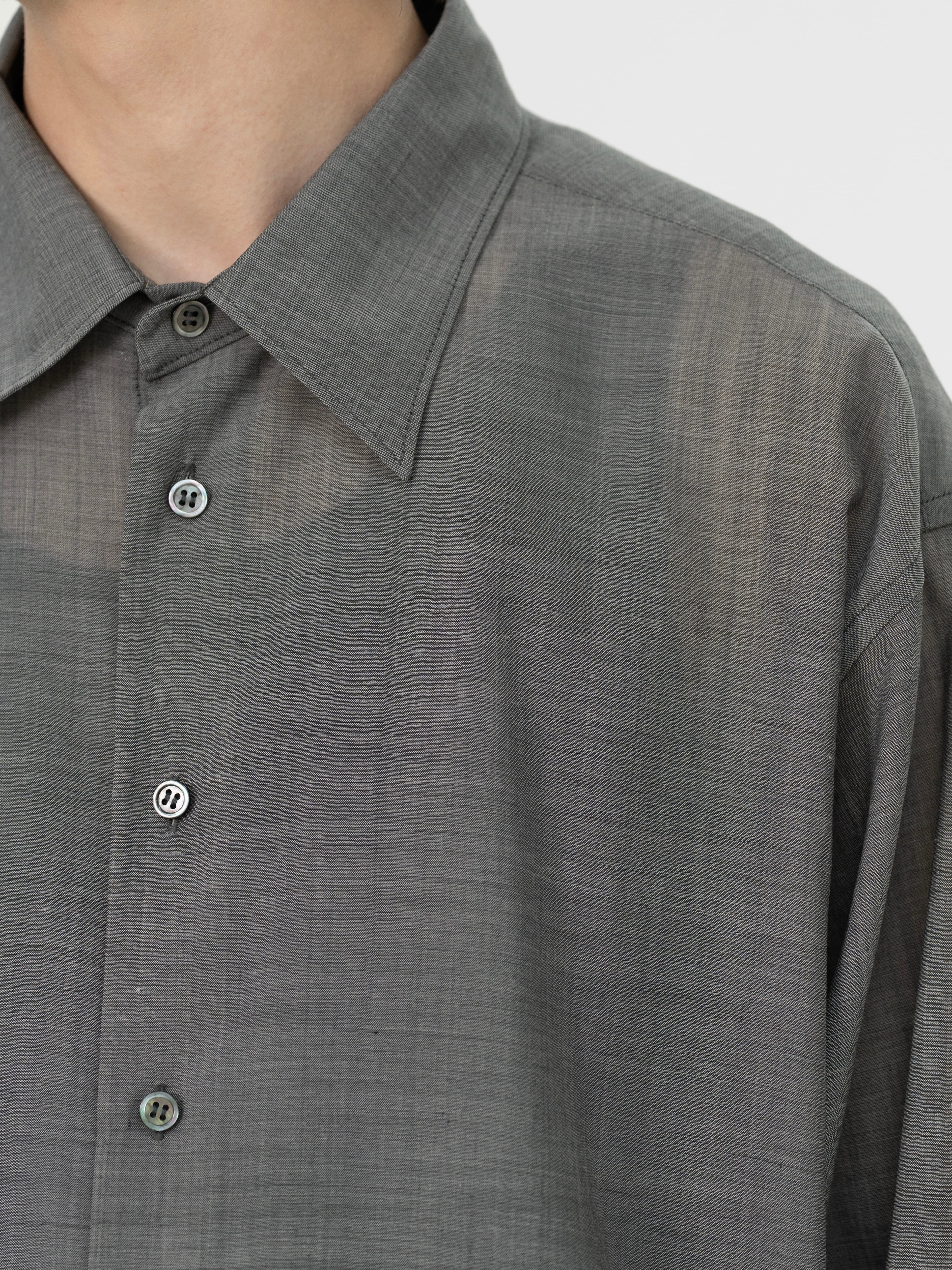 FINE WOOL CHAMBRAY SHIRT【GRAY】 | lapiis