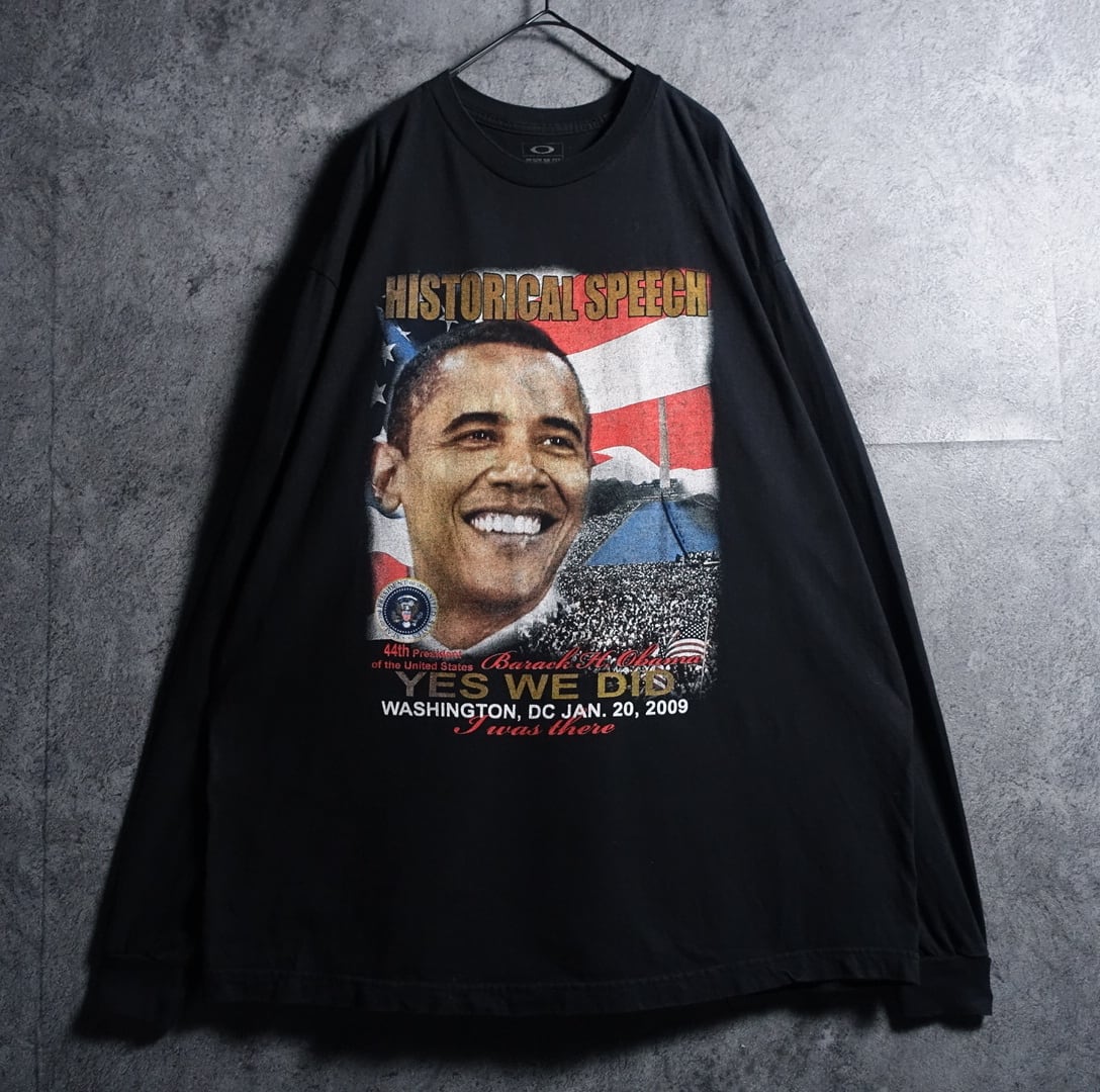 Black Obama Print Design Long T-Shirt