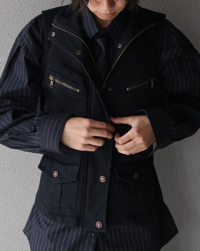 Denim double zip vest