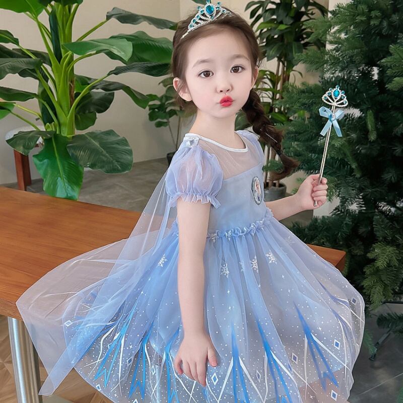 2025夏新作 女の子用 プリンセスチュールワンピース 上品なレースデザイン