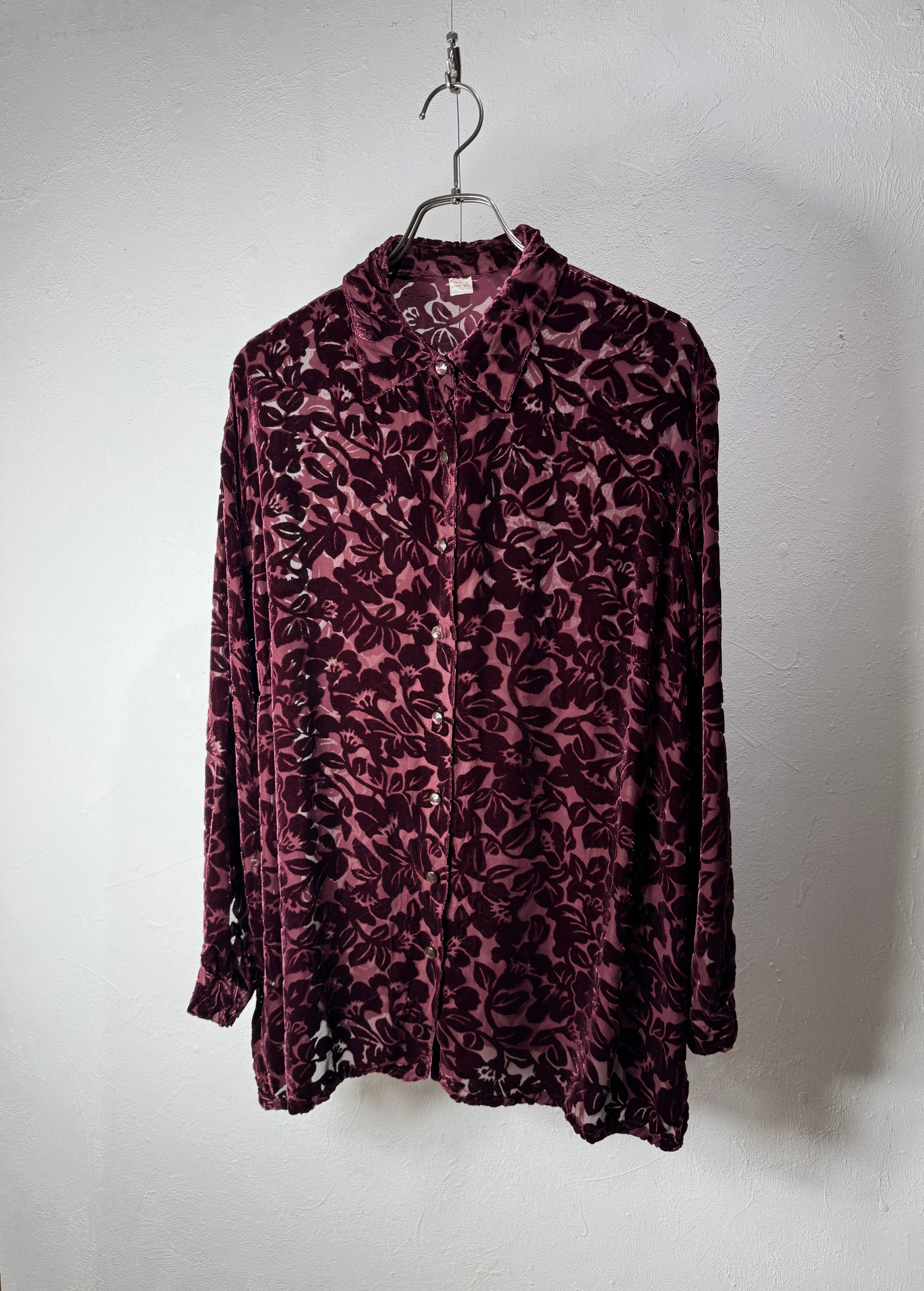 Eur “Floral” Burnout Velvet Sheer Shirt