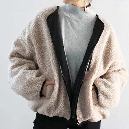 ケット両面ボアブルゾン ジャケット秋冬 レディース人気ボアアウターキルティングアウター