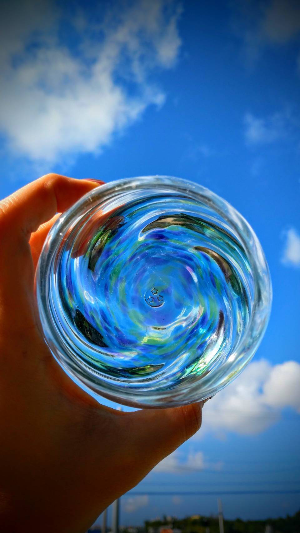 ♧オリジナルW・2種類♤一峰桜中皿♤嵐窯・渦巻青刷毛