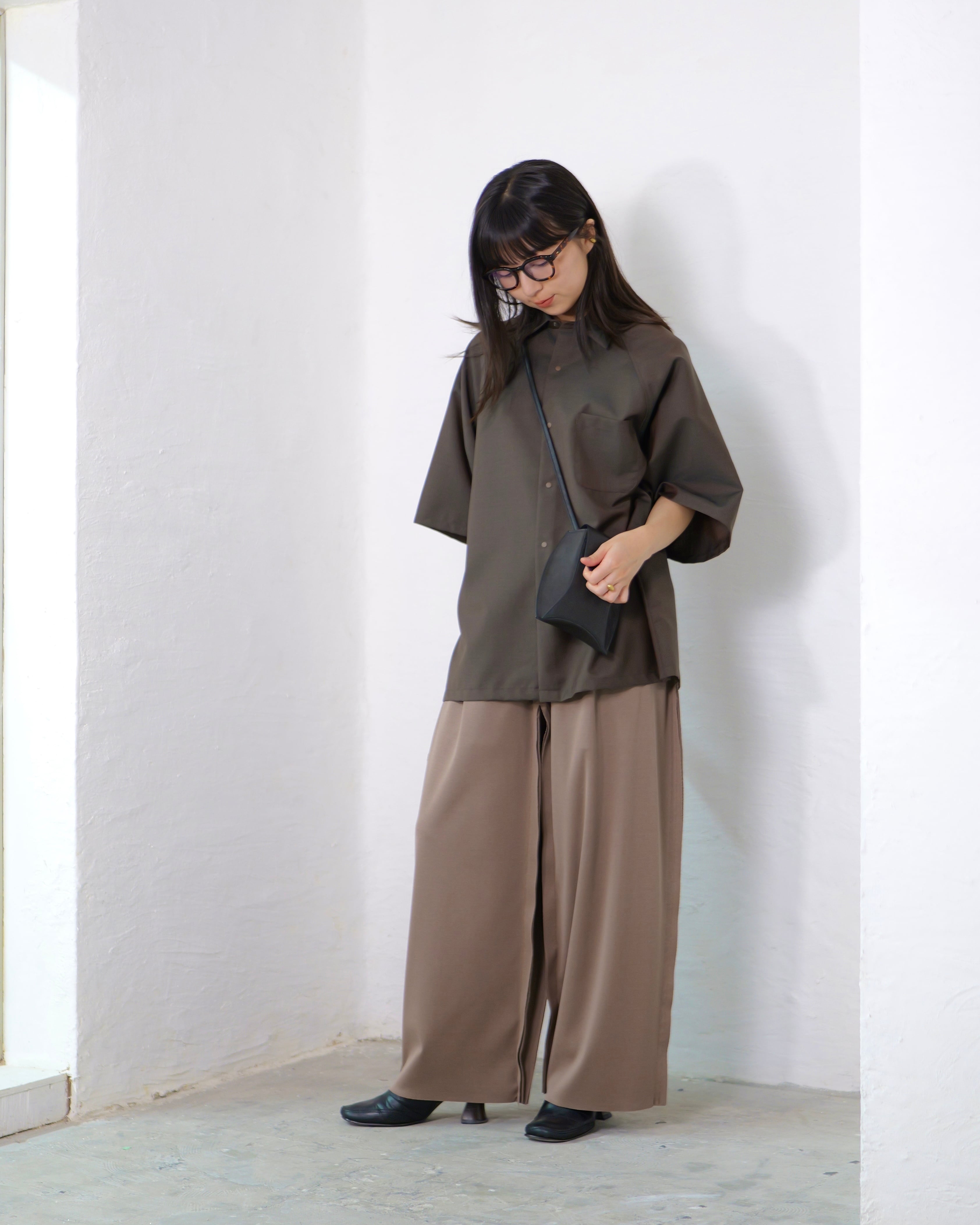 itochi - Wool & Kid mohair Tropical half sleeve shirt ：iridescent