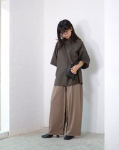 itochi - Wool & Kid mohair Tropical half sleeve shirt ：iridescent brown｜玉虫色トロピカル／キッドモヘア混／ションヘル織機