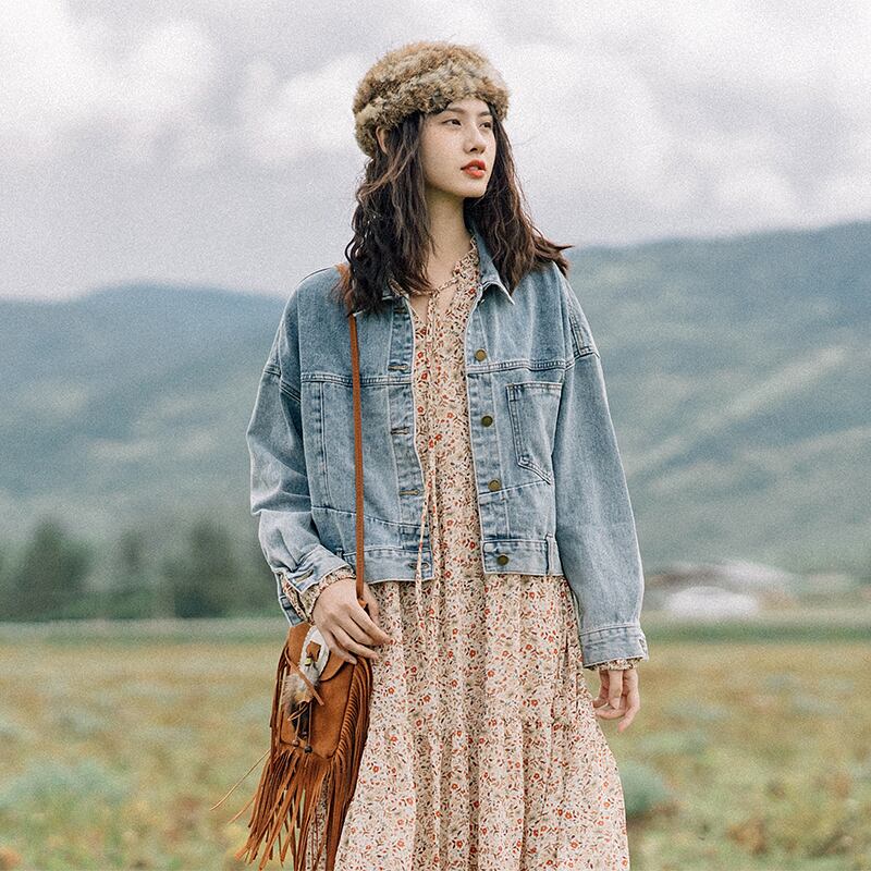 オールマッチデニムジャケットレディースレトロトラベルスタイル気質トップ自家製ショートジャケットルーズ2020秋新作 ドリームホーストラベル婦人服25483840565