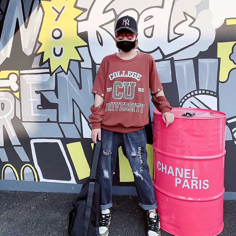 プラスサイズの女性の2020年の新しい秋の服200キャティエインスタイルルーズベリー長袖Tシャツファットシスタースリムシャツ ミックスインファッション63070288633