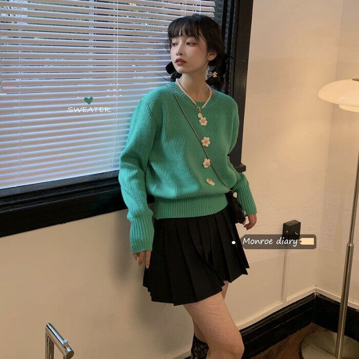 セーター スタンダードニットルーズクロップドトップス スプリングジャケット レトロ 春物 モンロー59114297265