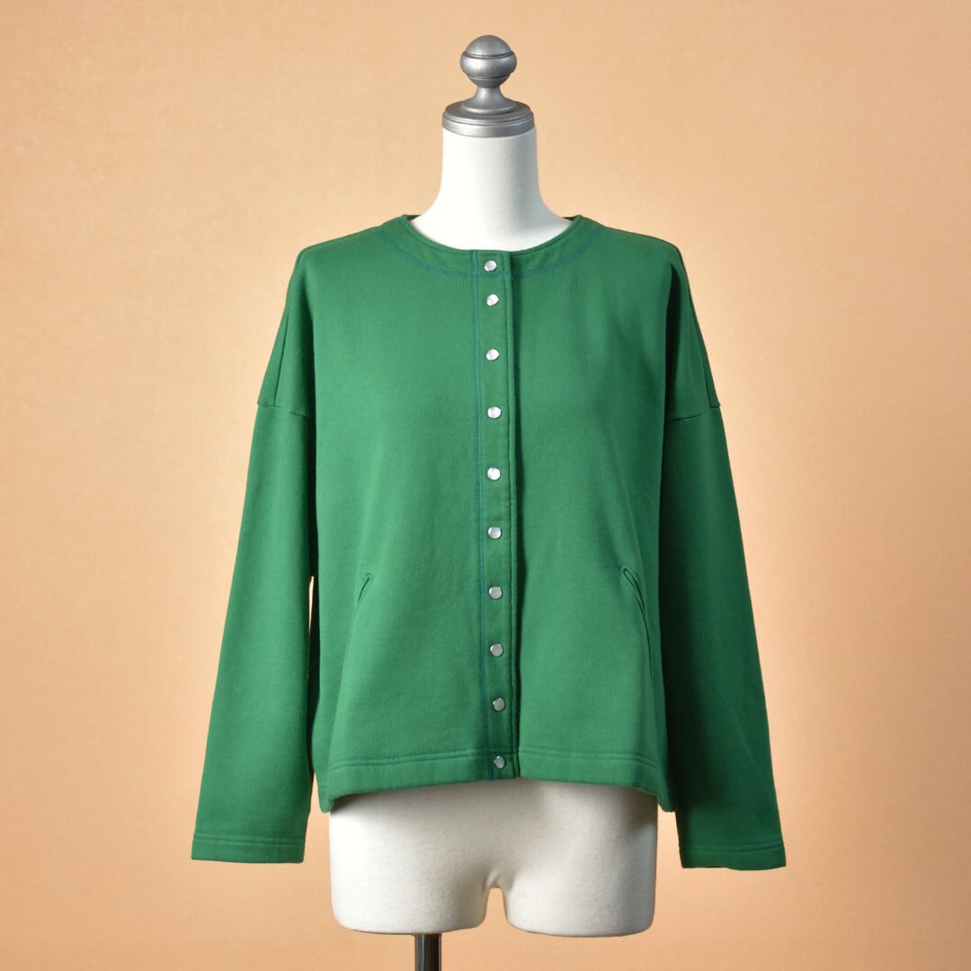 Fabrique en planete terre ファブリケアンプラネテール 裏毛オーバーサイズスナップカーディガン・グリーン【送料無料】