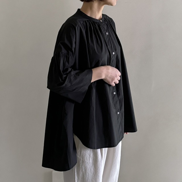 タイプライターAラインギャザー7分袖プルオーバーシャツ　TANG